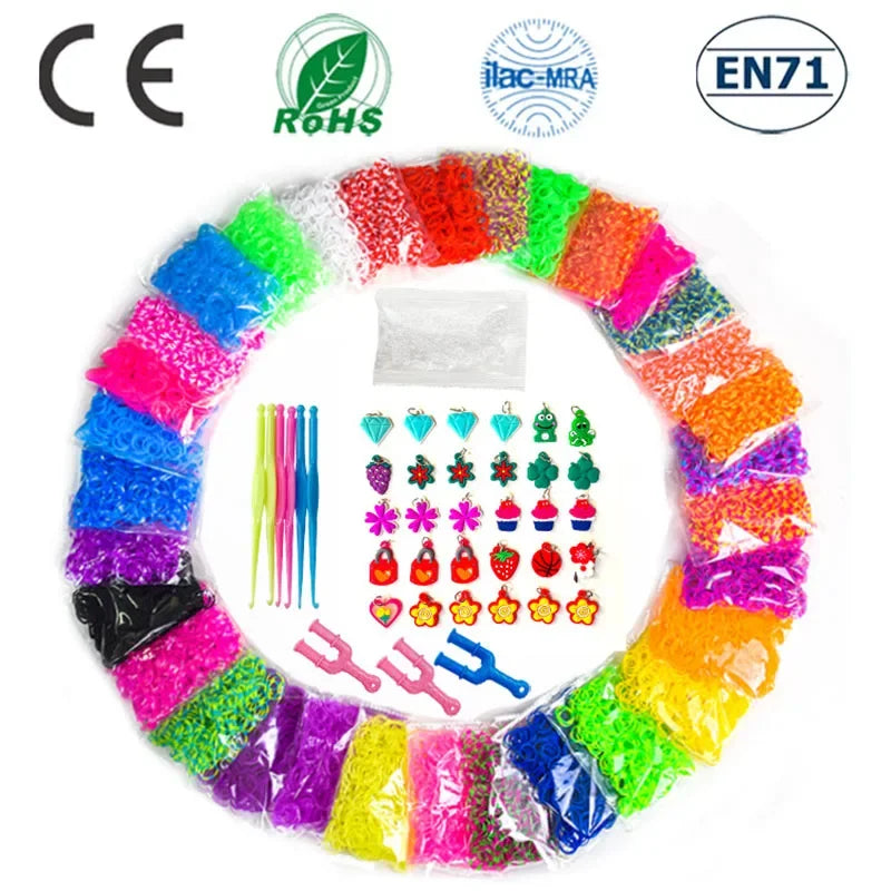 600pcs Loom Rubber Band Bracelet Making Kit with Tools Crochet Hooks for Jewelry Making Kids Bracelet Weaving DIY Crafting Tools