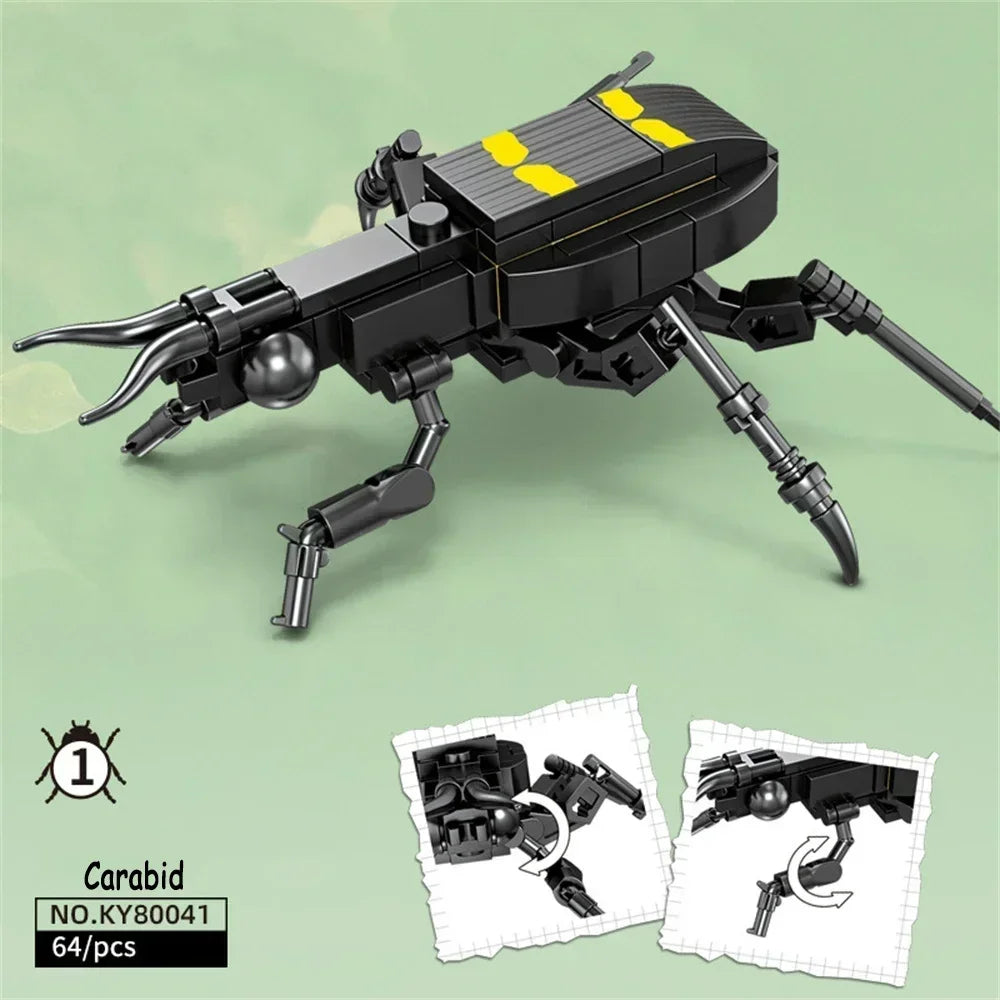 Rhinoceros Beetle Colorful Insect 3D Model Building Blocks Toy Easy Assembly Puzzle Toys Perfect Holiday Gift for Kids Birthday