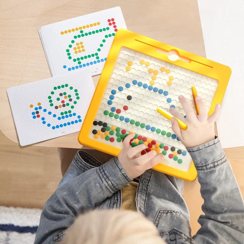 Magnetic Drawing Board for Toddler Doodle Board with Magnetic Pen and Beads Montessori Educational Preschool Travel Toy Kid Gift