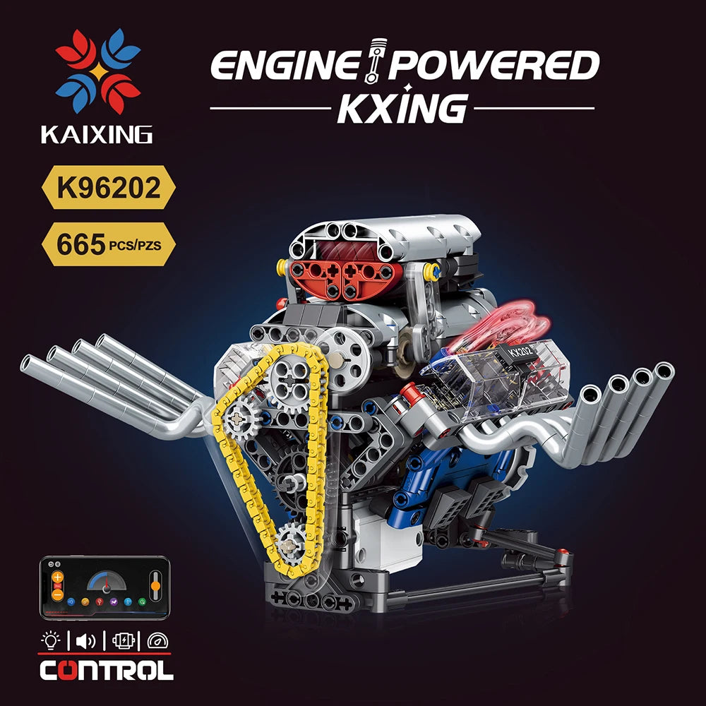 MOC V8 Engine Model Technical Electrically Drive Car Building Blocks Set Creative Educational Toy christmas Gifts for Boy Kids