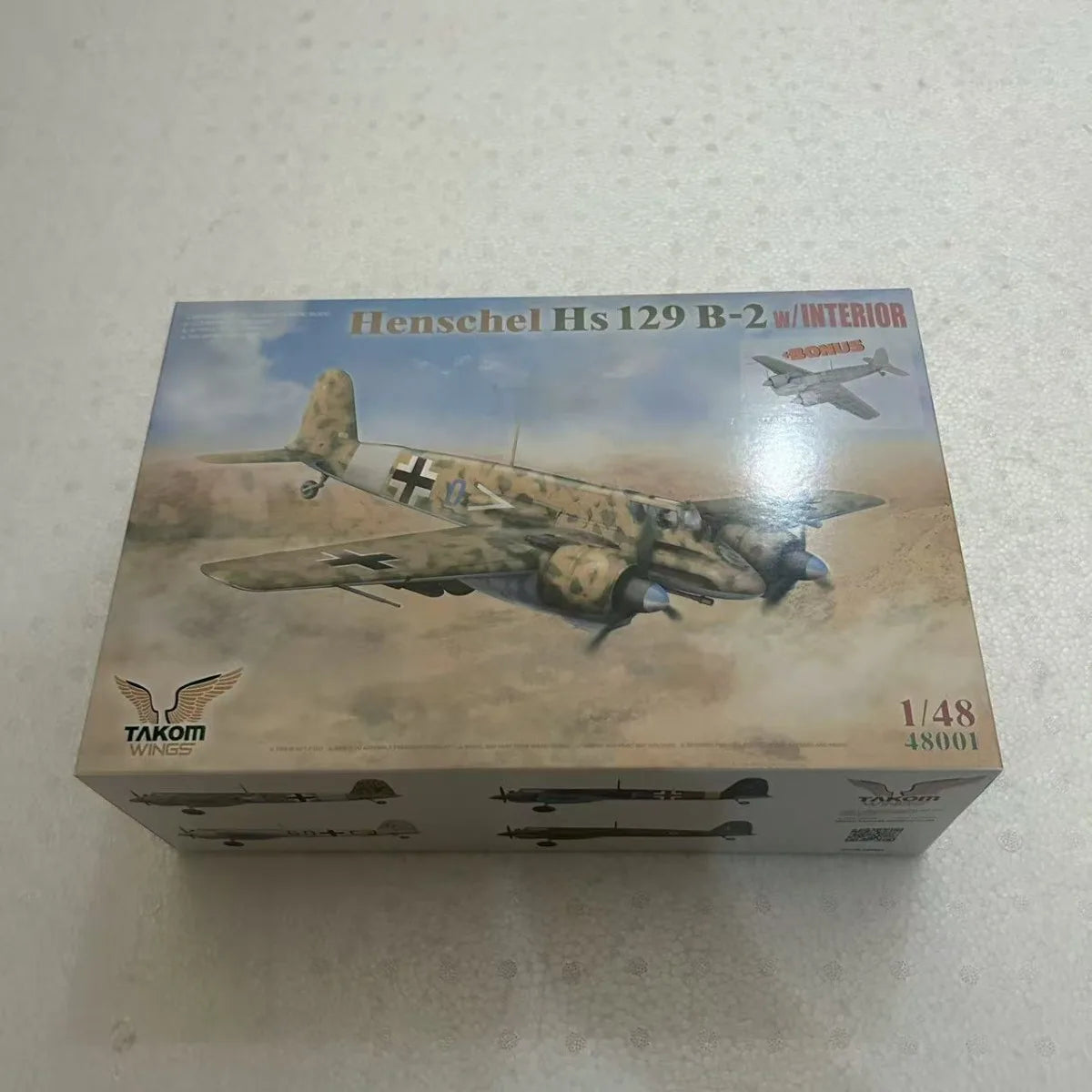 TAKOM MODEL 48001 with INTERIOR Attack Aircraft Model Kit Henschel Hs129B-2 1/48 Scale Assembly Plastics Model Kit