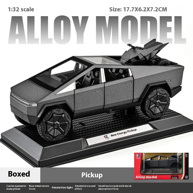 Cybertruck Pickup Trailer RV Metal Alloy Toys Car Model Diecast Off-road Vehicle Gift For Boys Kids Collection truck ornaments
