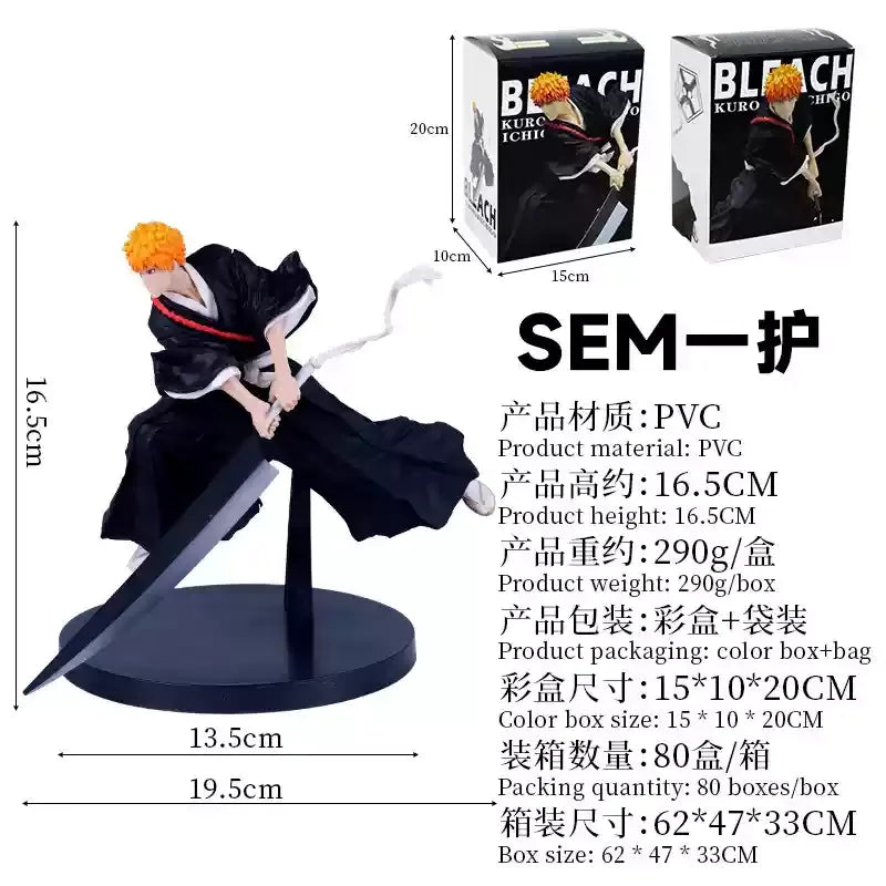 35cm Deluxe Anime Bleach Gk Kurosaki Ichigo Action Figure Handsome Men Model Collection Exquisite Desktop Decoration Friend Gift