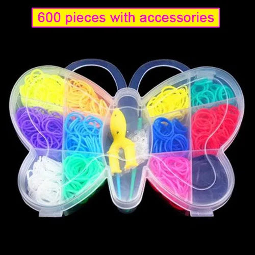 Creative Colorful Loom Bands Set Rainbow Bracelet Making Kit DIY Rubber Band Woven Bracelets Craft Toys For Girls Birthday Gifts