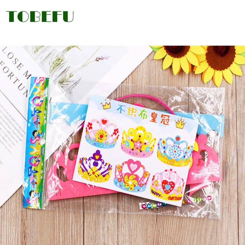 DIY Crafts Toy Crown Creative Paper Sequins Flowers Stars Patterns Toys for Kids Children Kindergarten Art Party Decorations