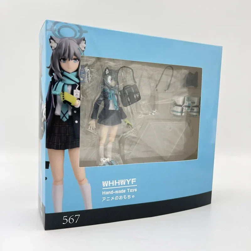 15cm Figma #567 Blue Archive Shiroko Sunaookami Anime Girl Figure Shiroko Action Figure Arona Figurine Adult Model Doll Toy Gift