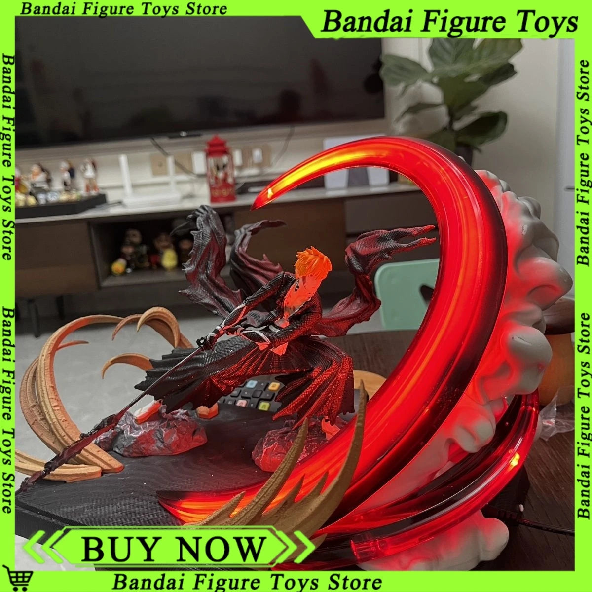 Anime Bleach Ichigo Kurosaki Figure Getsuga Tensho Ichigo Special Effects Figurine With LED Gk Statue Model Collection Toys Gift