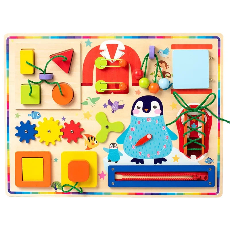 Wooden Universe Busy Board Montessori Educational Toy Animal Lock Drawing Board Children's Puzzle Plaything Intellectual Toys