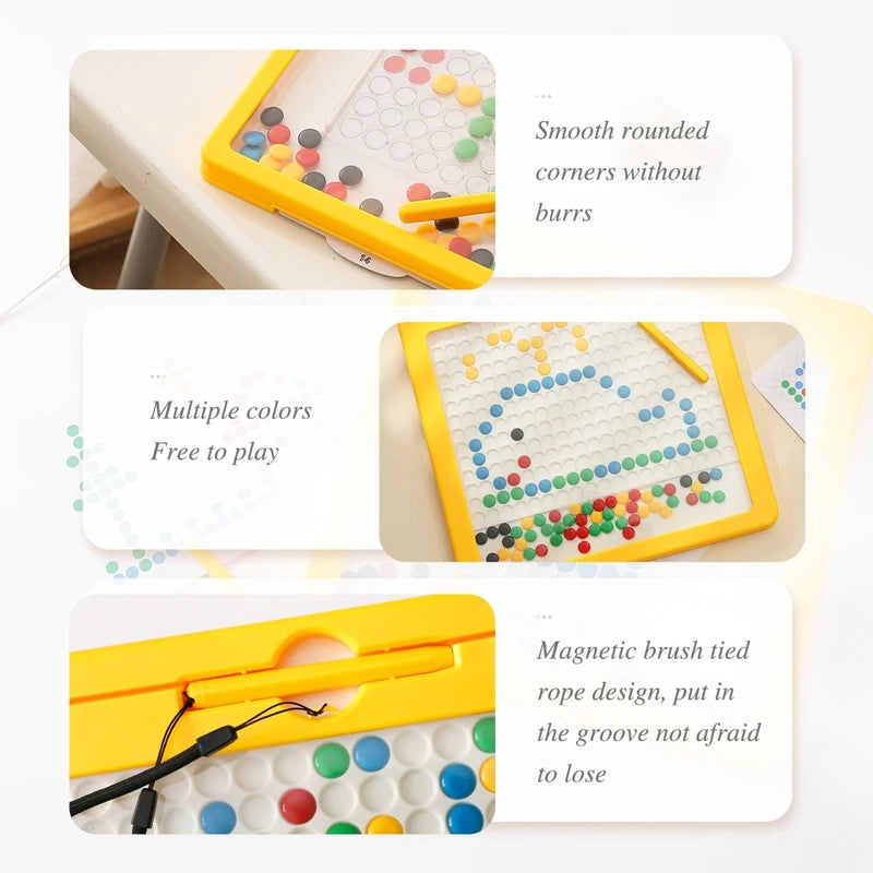 Magnetic Drawing Board for Toddler Doodle Board with Magnetic Pen and Beads Montessori Educational Preschool Travel Toy Kid Gift
