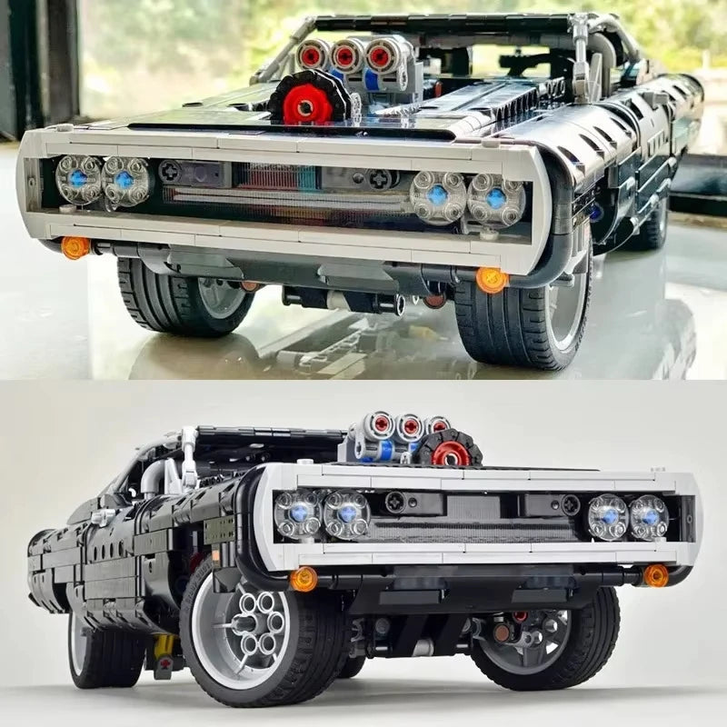 New technology Dodge Charger racing building blocks Moc model Assembly bricks Fast and Furious Toys for kids Holiday toys Boys B