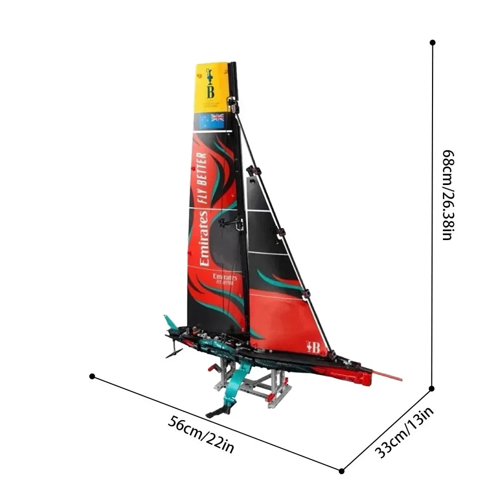 Technical Emirates Team New Zealand AC75 Yacht Building Blocks MOC Assemble Bricks Boat Toys Gift For Kids Boy 962Pcs