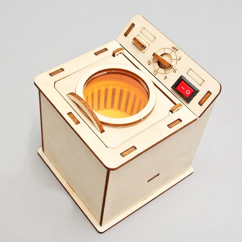 Kids Science Toy Washing Machine Technology Gadget STEM Physics Wooden 3D Puzzle Kit Learning Educational Toys for Children