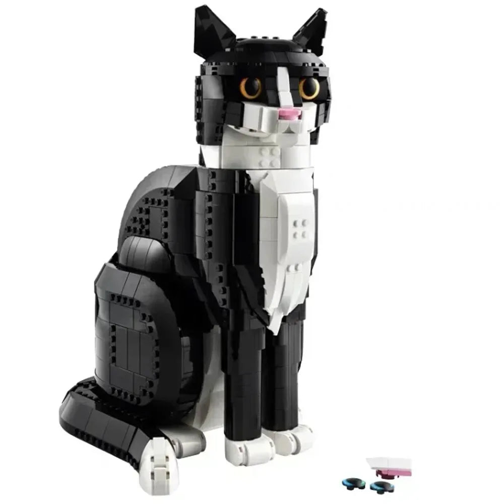1710Pcs MOC New 21349 Tuxedo Cat Building Blocks Creative Cartoon Animal Assembly Toy Diy Educational Puzzle Toys Gift