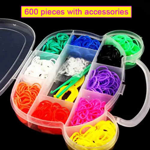 Creative Colorful Loom Bands Set Rainbow Bracelet Making Kit DIY Rubber Band Woven Bracelets Craft Toys For Girls Birthday Gifts