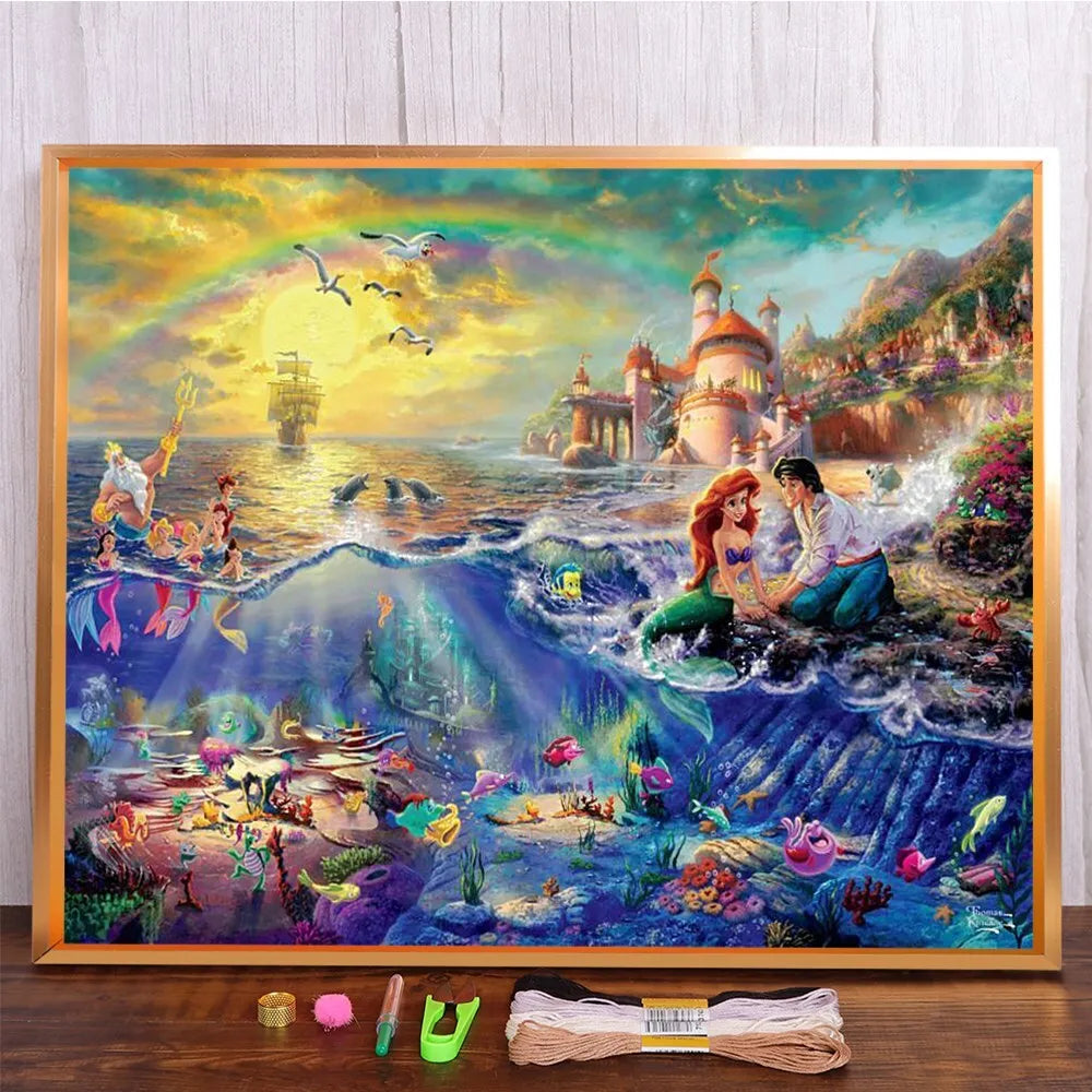 MINISO Disney Classic princess scene Diamond Painting Mosaic Embroidery Cross Stitch Kit Home Decor 5D DIY  Art Collection Craft