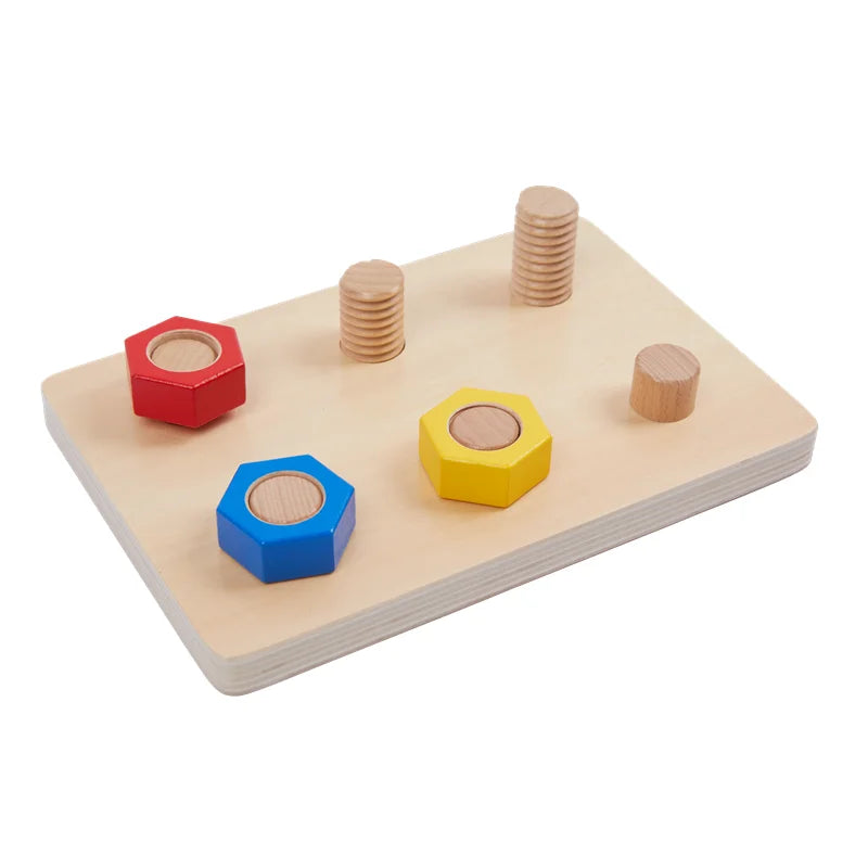 Montessori Educational Toys Nuts and Bolts Board Screwing Game Fine Motor Skill Activities Toddler Basic Skill Learning Material