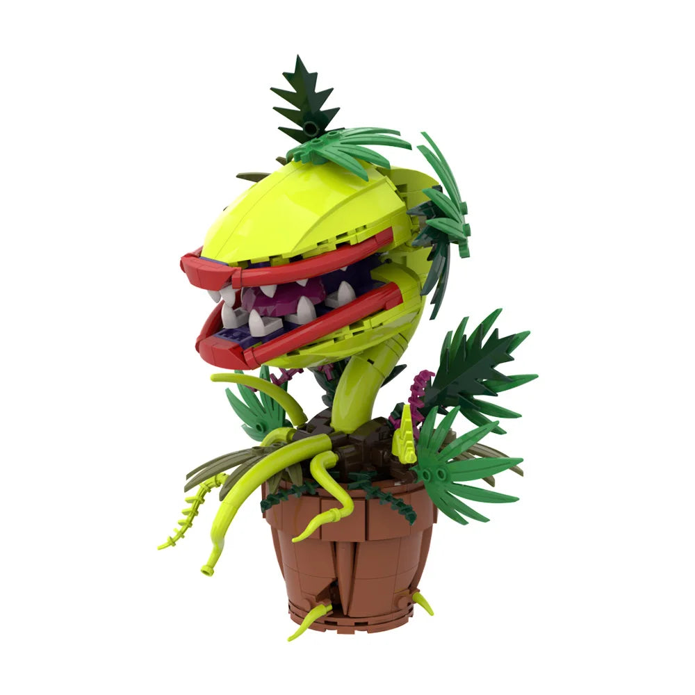 MOC Audrey II Piranha Plant Building Block Chomper Potted Plants Horrors Flower Model Bricks Assemble Toys Children Collect Gift
