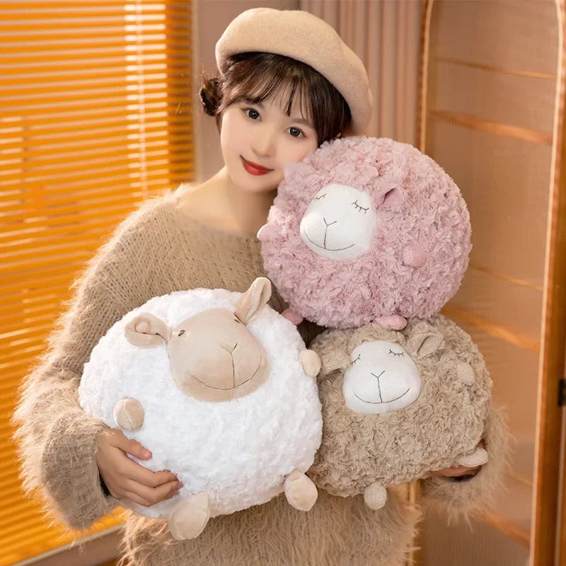 28/33cm Lovely Round Sheep Plush Toys Stuffed Animal Fluffy Lamb Plushie Doll Soft Pillow Baby Kids Girls Nice Birthday Gift