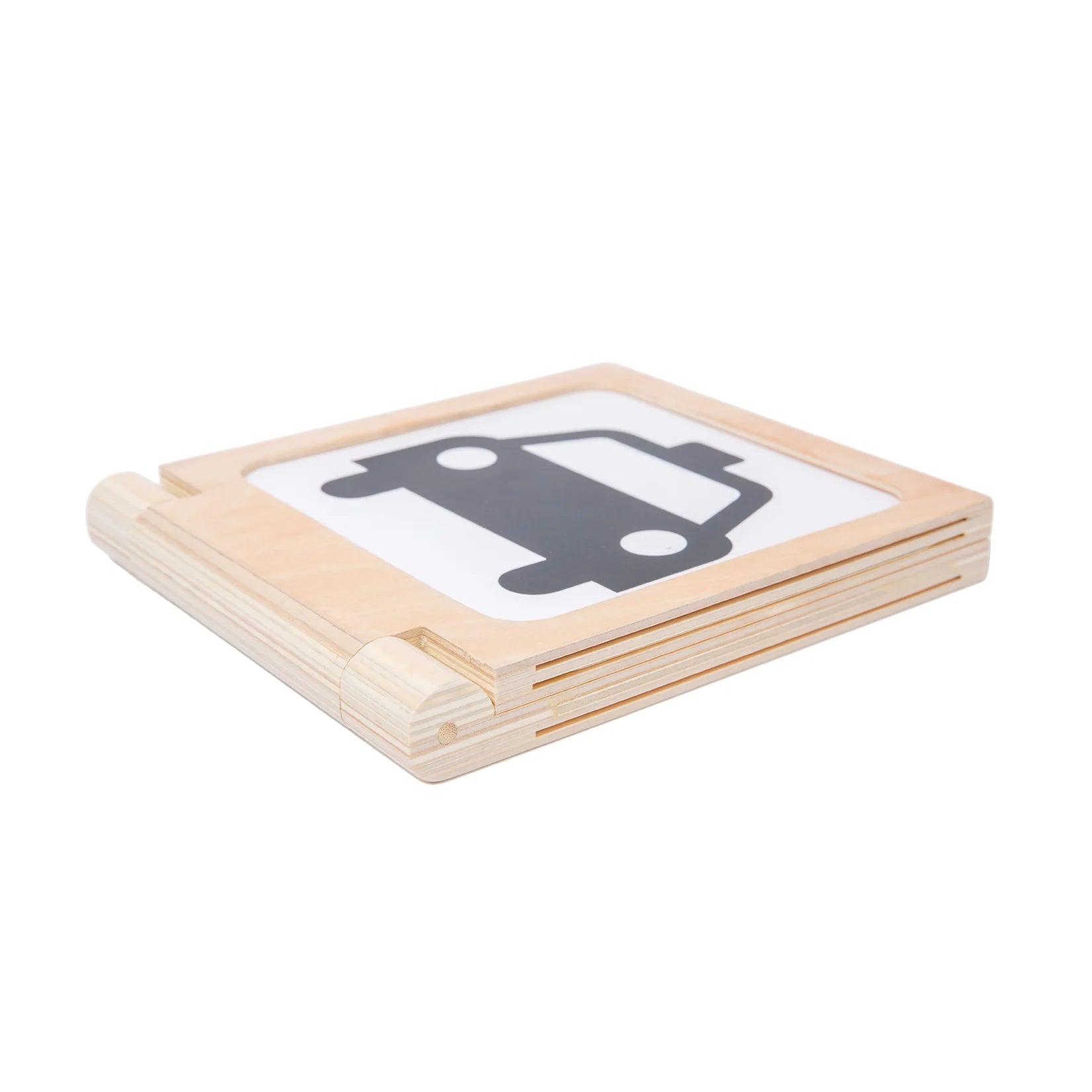 Montessori Baby Toys Foldable Wooden Book Frame w/ Mirror Black and White Cards Tummy Time Book Senory Game Newborn Gift