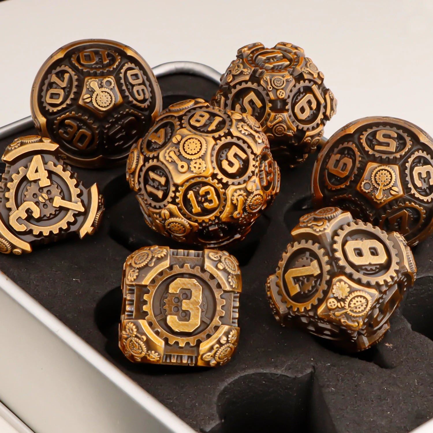 DND Metal Polyhedral Dice Set SetDungeon and Dragon Suitable for Smooth Rolling in RPG and Table Game