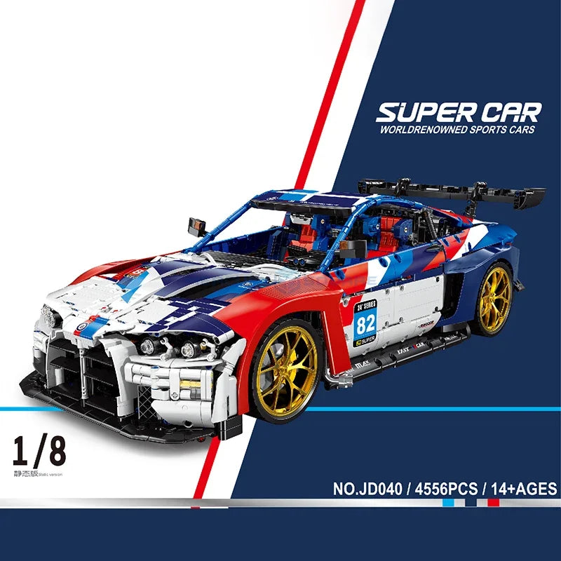 M4 Supercars MOC JD040 Fast Racing Speed World Famous Model Building Blocks Vehicle Bricks High Tech Toy Kit Gift Boys Kids