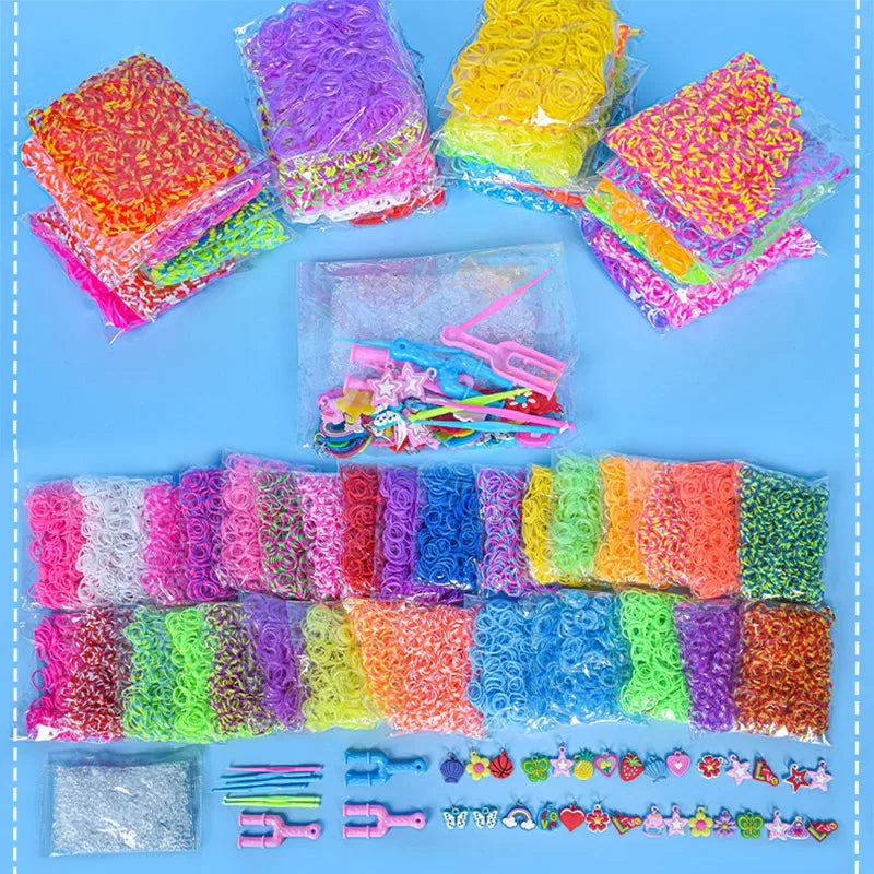 600pcs Loom Rubber Band Bracelet Making Kit with Tools Crochet Hooks for Jewelry Making Kids Bracelet Weaving DIY Crafting Tools