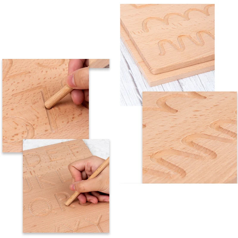 Trace Letters Numbers Wood Groove Writing Board Montessori Language Materials Fine Motor Skill Practice Early Educational Toys