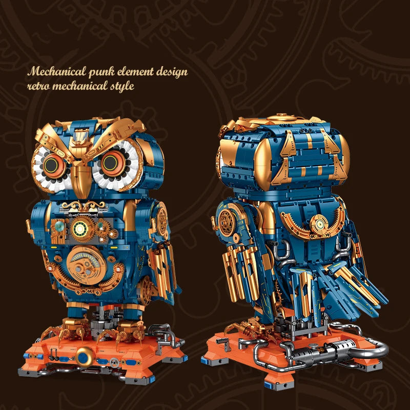 MOC Mechanical Steampunk Owl Robot Birds Building Block Set Magic Animal Mecha Toys For Children Birthday Holiday Special Gifts