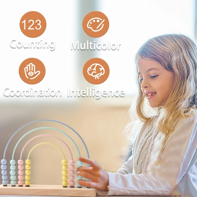 Baby Wooden Montessori Toys Beech Color Bead Game Arithmetic Calculation Puzzle Toy For Babies Baby Room Decoration Newbaby Gift