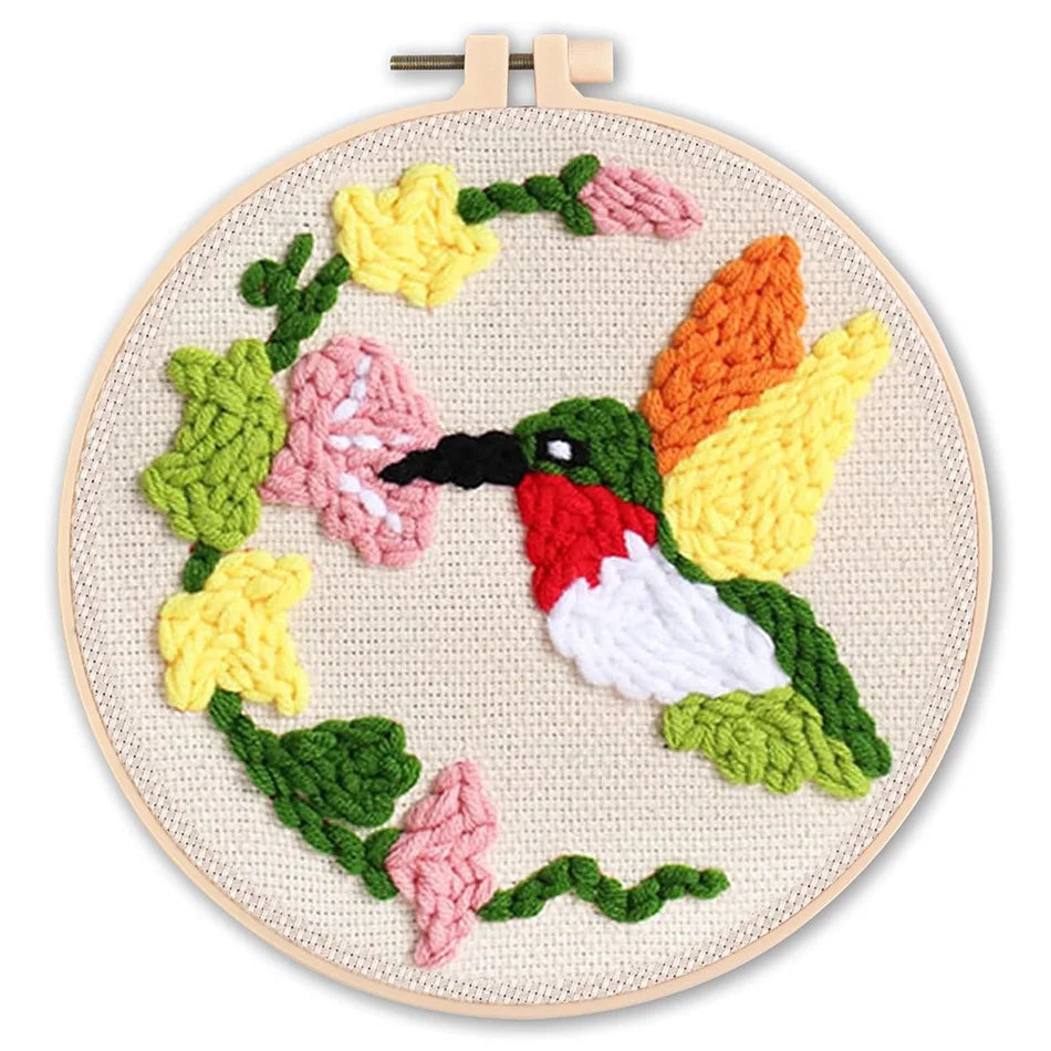 Diy Punch Needle Embroidery Starter Kits Animal Pattern Sewing Kit Funny Easy Yarn Painting Arts DIY Needlework Set For Beginner