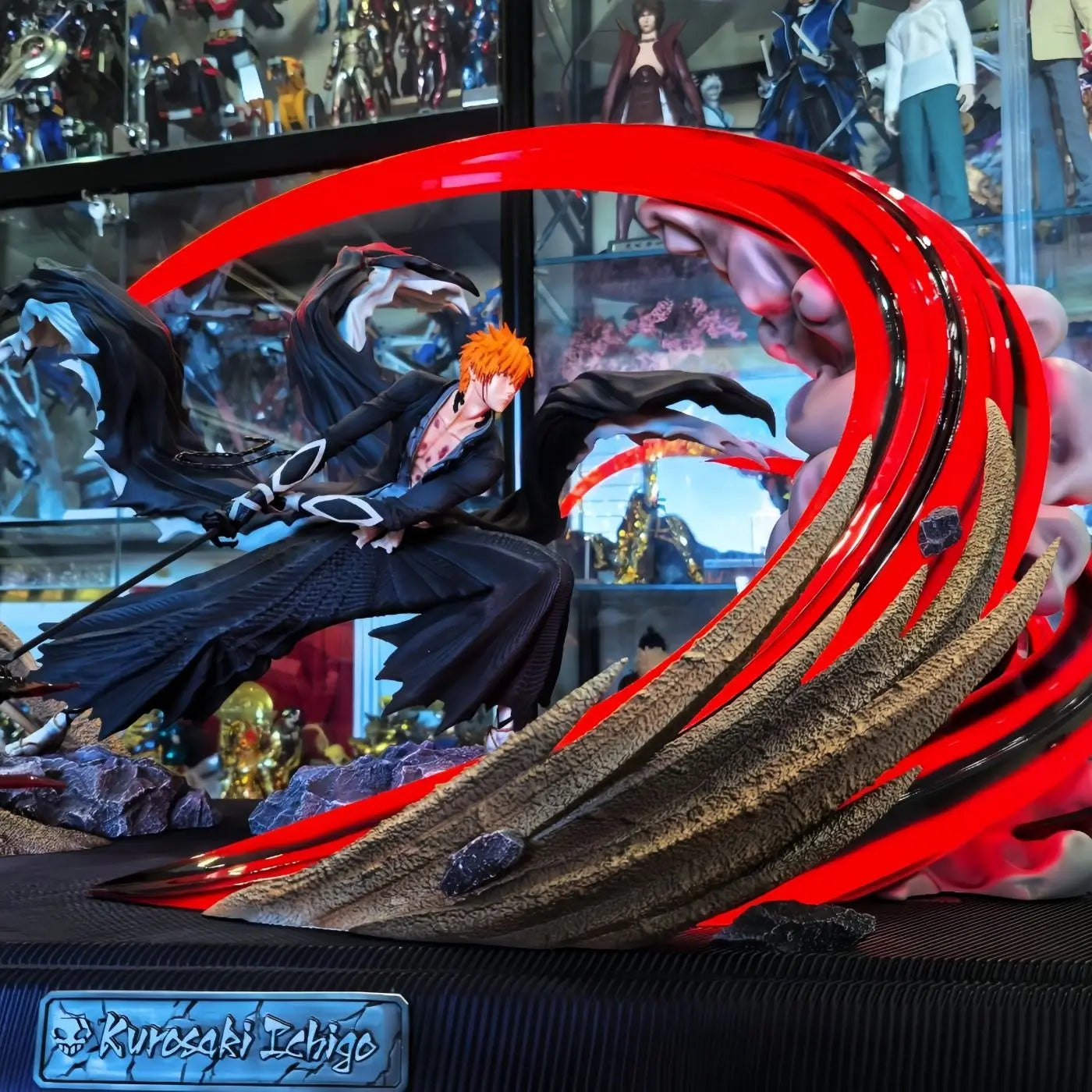 Anime Bleach Ichigo Kurosaki Figure Getsuga Tensho Ichigo Special Effects Figurine With LED Gk Statue Model Collection Toys Gift