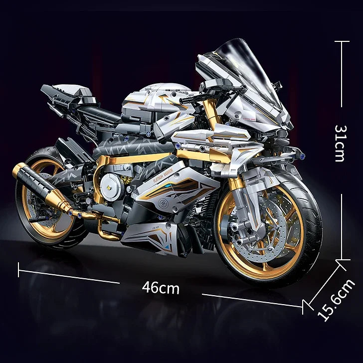 NEW MOC Technical Platinum Motorcycle Model Building Blocks Kit for Adults Display Motorcycle Set for Adult Kids Birthday Gifts