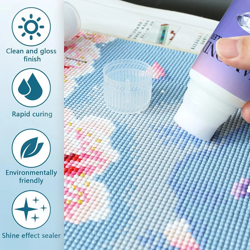 5D Diamond Painting Art Glue Diamond Painting Sealer Permanent Hold Shine Effect Puzzle Sealer Sticky Diamond Painting Conserver