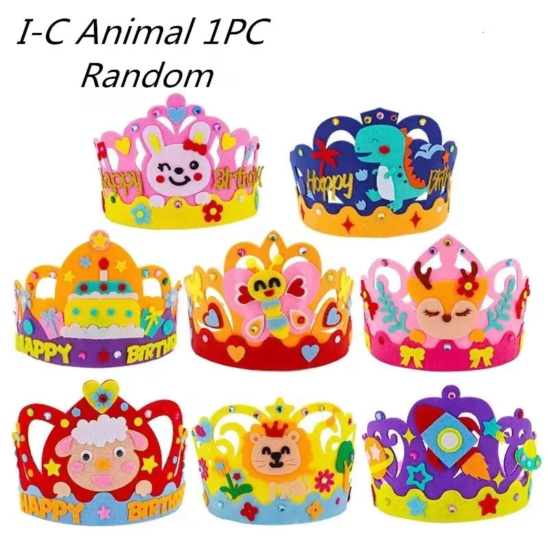 DIY Crafts Toy Crown Creative Paper Sequins Flowers Stars Patterns Toys for Kids Children Kindergarten Art Party Decorations