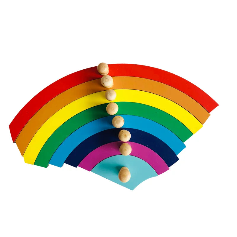 Montessori Educational Toys Wood Rainbow Puzzle for Kids Weather Learning Resource Knobbled Jigsaw Logical Thinking Game