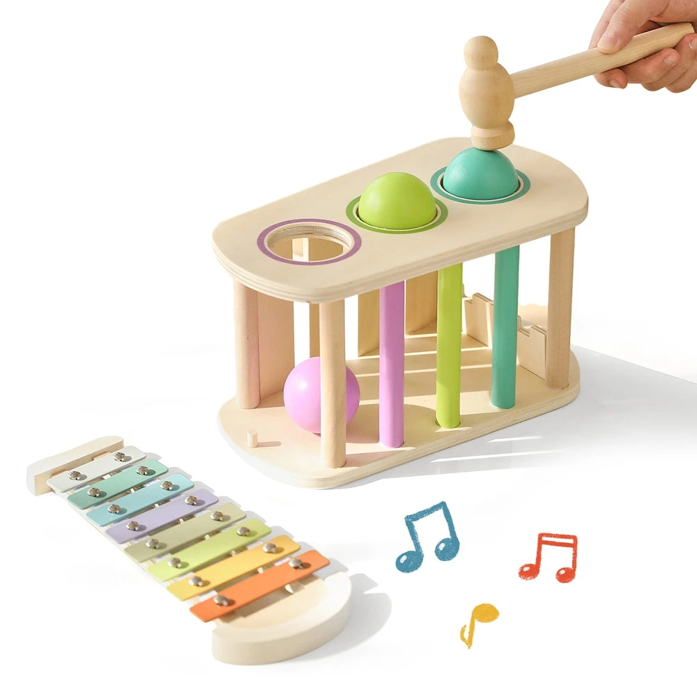Montessori Toys 1-3 Year Baby Wooden Percussion Instrument Hand Coordination Play Early Sensory Touch Education Toys Kid Gift