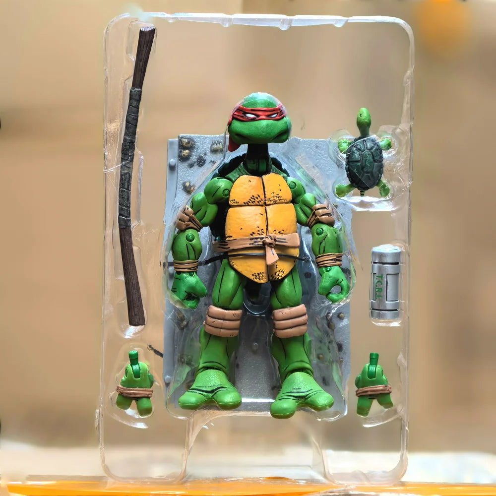 New NECA Turtles Figures Pizza Club Leonardo Leads Tmnt Turtles First Ninja Anime Action Figure Model Doll Gifts Toys In Stock