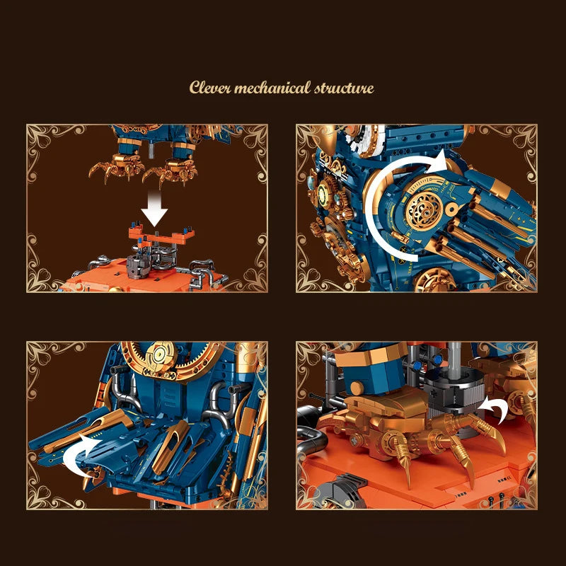 MOC Mechanical Steampunk Owl Robot Birds Building Block Set Magic Animal Mecha Toys For Children Birthday Holiday Special Gifts