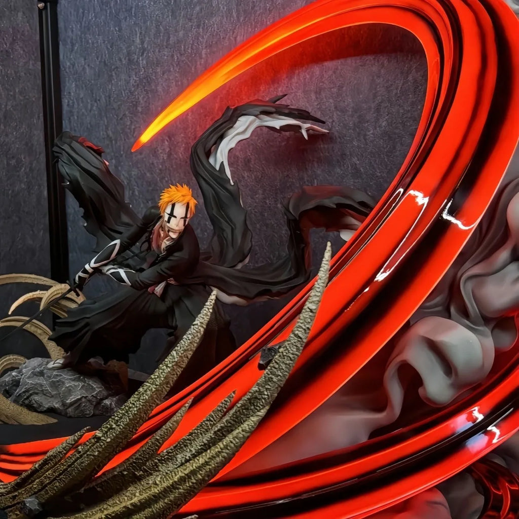 Anime Bleach Ichigo Kurosaki Figure Getsuga Tensho Ichigo Special Effects Figurine With LED Gk Statue Model Collection Toys Gift