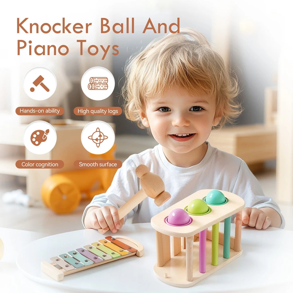 Montessori Toys 1-3 Year Baby Wooden Percussion Instrument Hand Coordination Play Early Sensory Touch Education Toys Kid Gift
