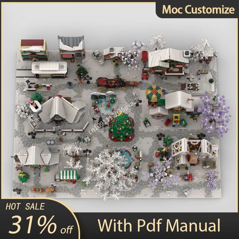 Moc Winter Village Display Base for Sets 10325 10308 10339 10293 10275 10267 Building Blocks Creative Bricks Toy Christmas Gift