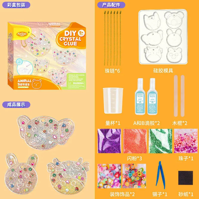 Kids DIY Crystal Glue Key chain beautiful Art Craft Set for 6 years old above Girls birthday Gift