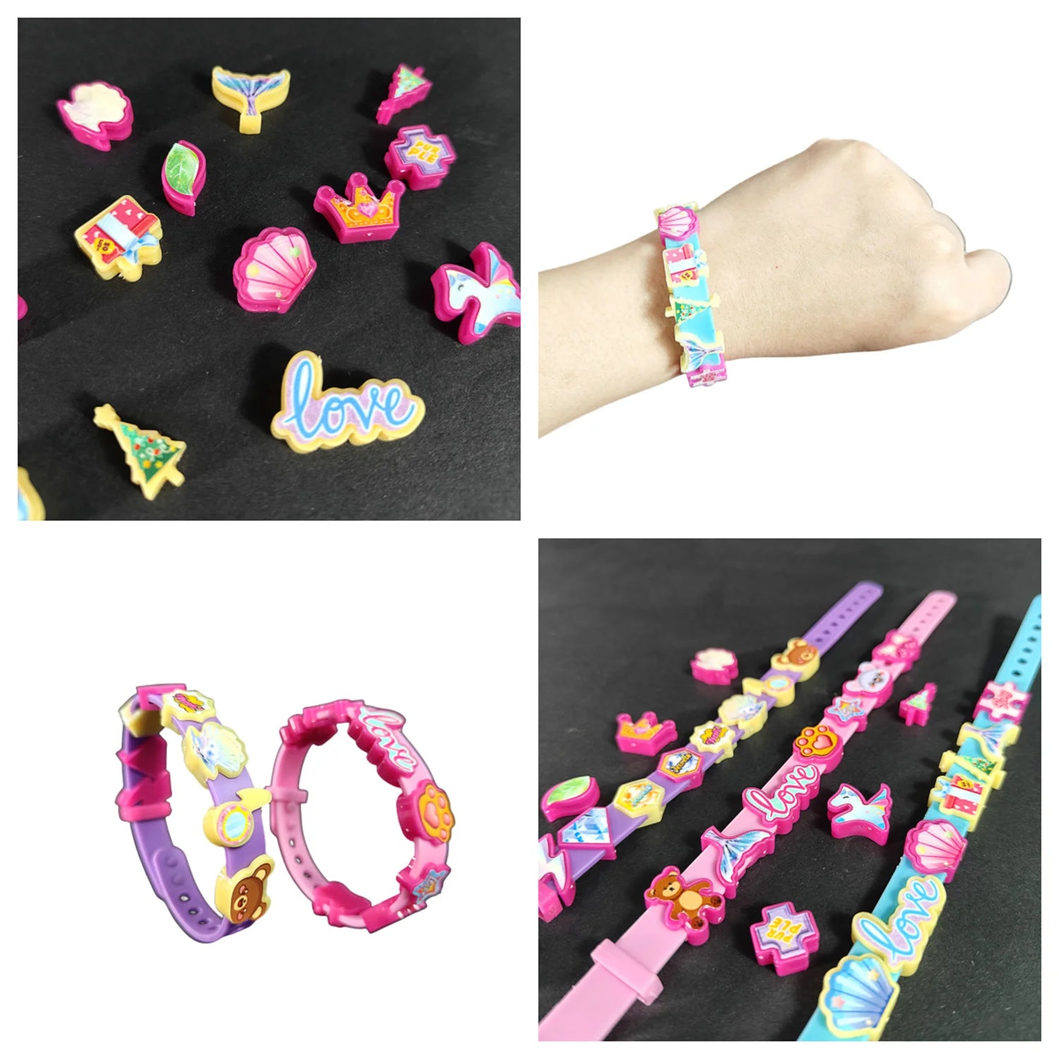 Fun children's beaded bracelet, DIY handmade material bag for girls, with four bracelets and accessories in one box