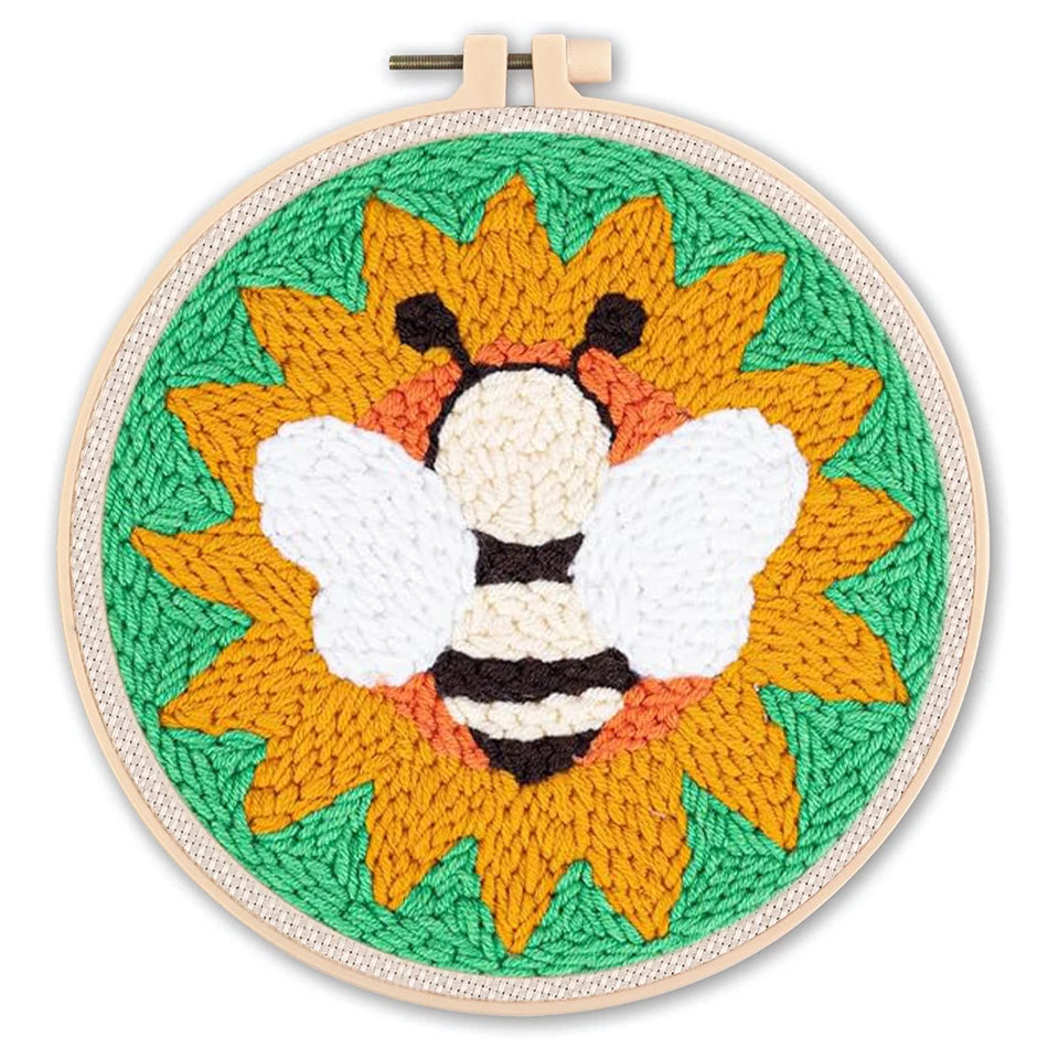 Diy Punch Needle Embroidery Starter Kits Animal Pattern Sewing Kit Funny Easy Yarn Painting Arts DIY Needlework Set For Beginner