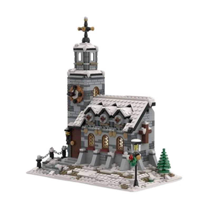 Spot MOC-58208 Winter Church Small Particle Assembly Building Blocks Street View Building Model Toy Gift