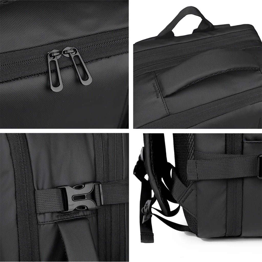 Quilted Expandable Laptop Backpack USB Port Lightweight Oxford Multi-Compartment Luggage Sleeve Work Bag for Travel Commute