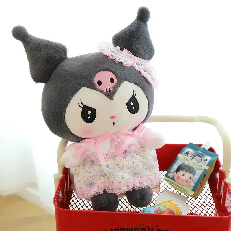 50/60cm Big Size Kawaii Sanrio Cartoon Kuromi My Melody Plush Toys Plushies Doll Flower Skirt Anime Stuffed Room Deco Kids Gifts