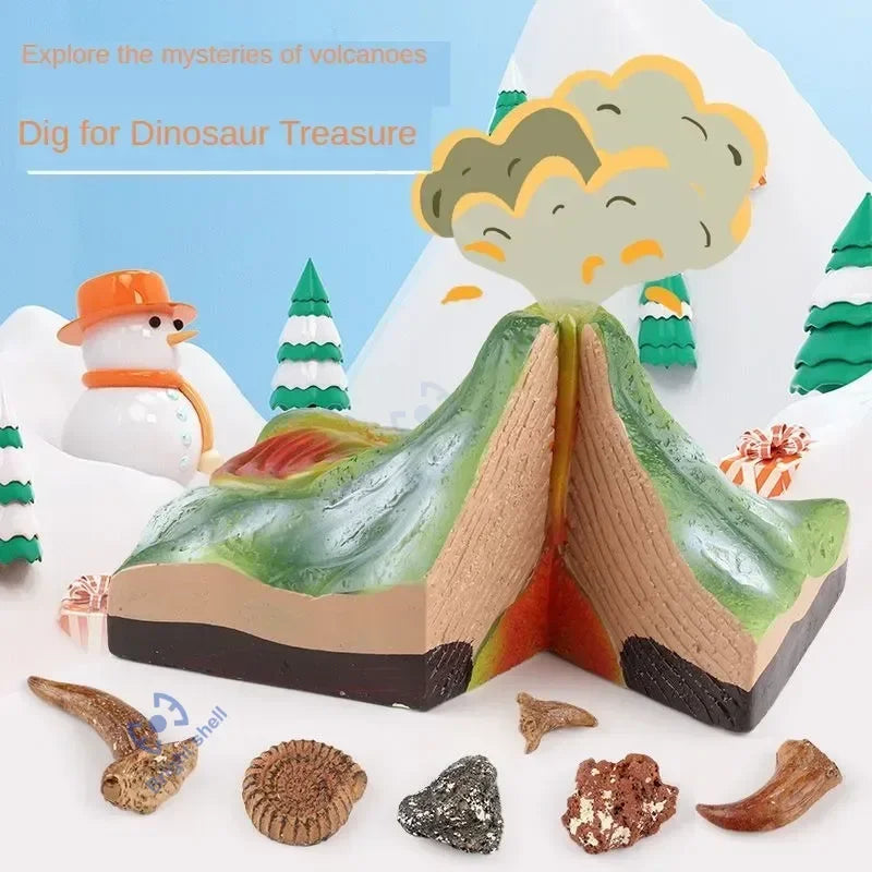 Volcano Kids Toy Dinosaur Pyramid DIY Fossil Archaeology Excavation Kit Skeletons Dig Stem Science Educational Toys for Children