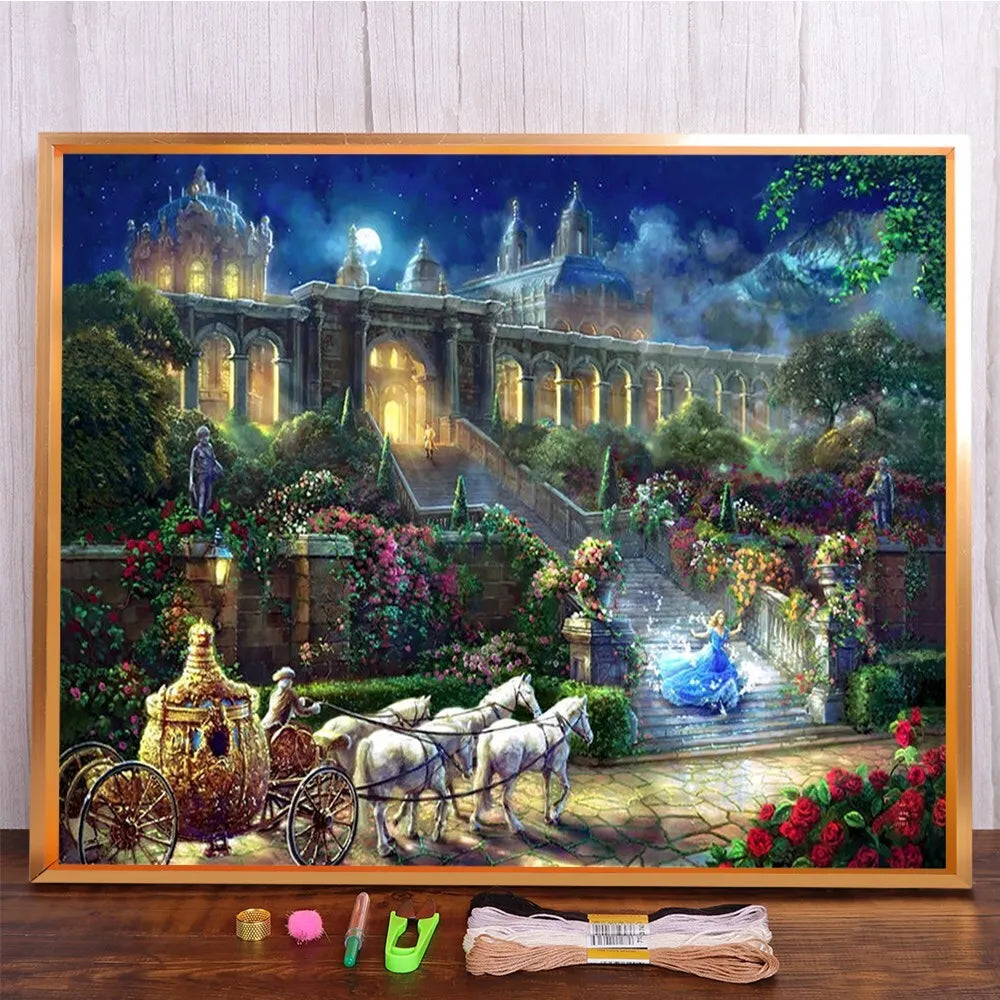 MINISO Disney Classic princess scene Diamond Painting Mosaic Embroidery Cross Stitch Kit Home Decor 5D DIY  Art Collection Craft
