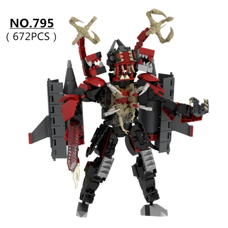 672pcs/set Horror Game Skibidi Toilet Series Building Blocks Zombie Titan Monitor Man DIY Bricks Toys For Kids Christmas Gifts